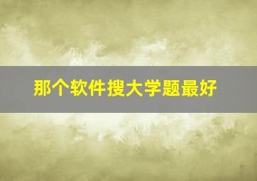 那个软件搜大学题最好