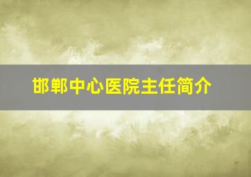 邯郸中心医院主任简介