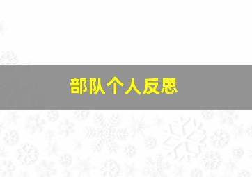 部队个人反思