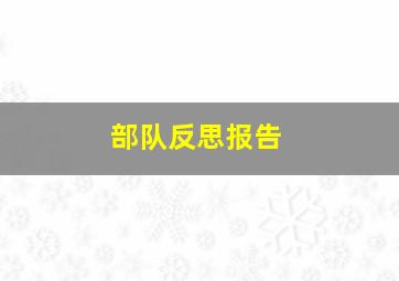 部队反思报告