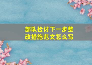 部队检讨下一步整改措施范文怎么写