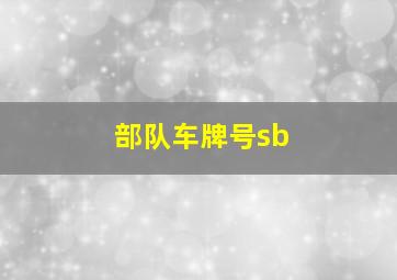 部队车牌号sb