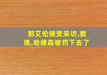 郭艾伦接受采访,教练,哈德森被罚下去了