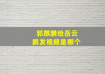 郭麒麟给岳云鹏发视频是哪个