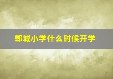 郸城小学什么时候开学