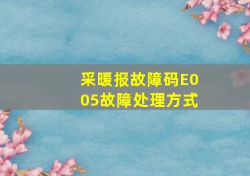 采暖报故障码E005故障处理方式