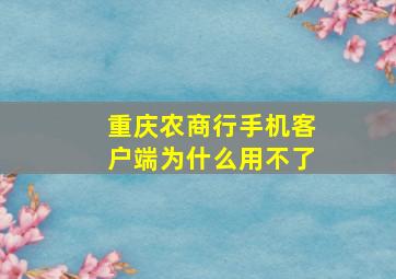 重庆农商行手机客户端为什么用不了