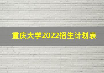 重庆大学2022招生计划表