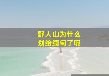 野人山为什么划给缅甸了呢