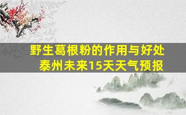 野生葛根粉的作用与好处泰州未来15天天气预报