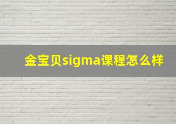 金宝贝sigma课程怎么样