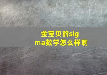 金宝贝的sigma数学怎么样啊