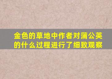 金色的草地中作者对蒲公英的什么过程进行了细致观察