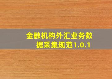 金融机构外汇业务数据采集规范1.0.1