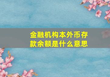 金融机构本外币存款余额是什么意思