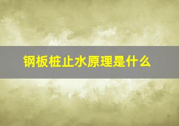 钢板桩止水原理是什么