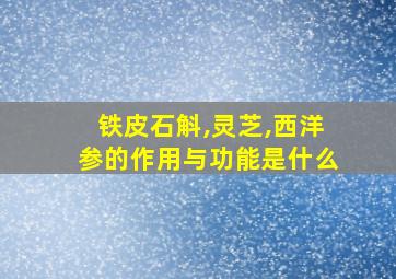 铁皮石斛,灵芝,西洋参的作用与功能是什么