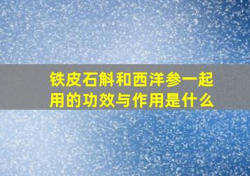 铁皮石斛和西洋参一起用的功效与作用是什么