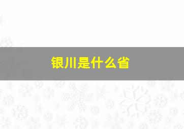 银川是什么省