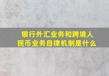 银行外汇业务和跨境人民币业务自律机制是什么