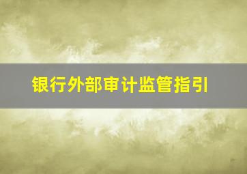 银行外部审计监管指引