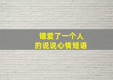 错爱了一个人的说说心情短语