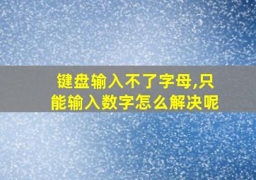 键盘输入不了字母,只能输入数字怎么解决呢