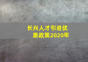 长兴人才引进优惠政策2020年