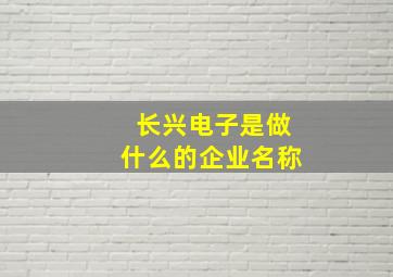 长兴电子是做什么的企业名称