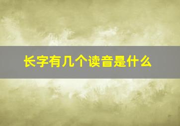 长字有几个读音是什么