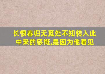 长恨春归无觅处不知转入此中来的感慨,是因为他看见