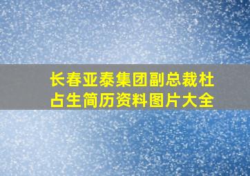 长春亚泰集团副总裁杜占生简历资料图片大全