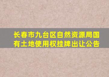 长春市九台区自然资源局国有土地使用权挂牌出让公告