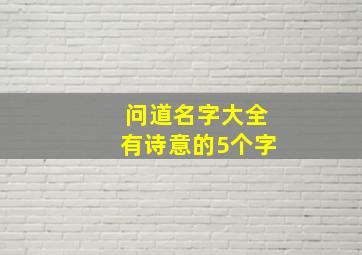 问道名字大全有诗意的5个字