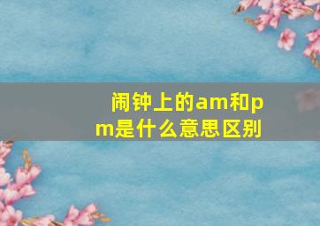 闹钟上的am和pm是什么意思区别