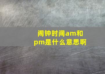 闹钟时间am和pm是什么意思啊