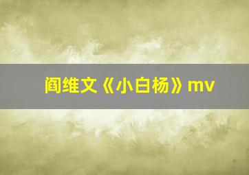 阎维文《小白杨》mv