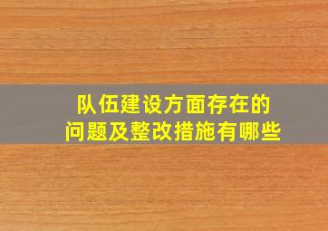 队伍建设方面存在的问题及整改措施有哪些