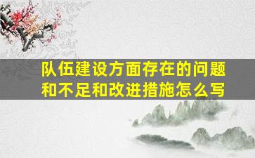 队伍建设方面存在的问题和不足和改进措施怎么写