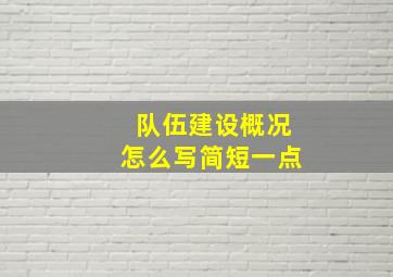 队伍建设概况怎么写简短一点