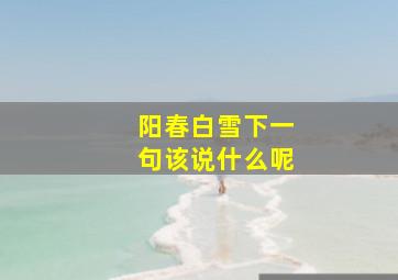 阳春白雪下一句该说什么呢