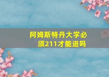 阿姆斯特丹大学必须211才能进吗