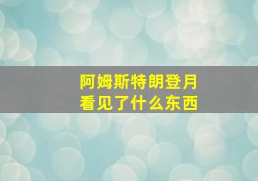 阿姆斯特朗登月看见了什么东西