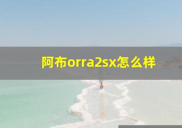 阿布orra2sx怎么样