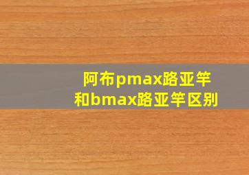 阿布pmax路亚竿和bmax路亚竿区别