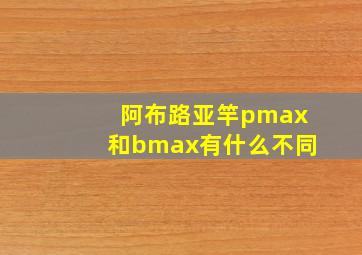 阿布路亚竿pmax和bmax有什么不同