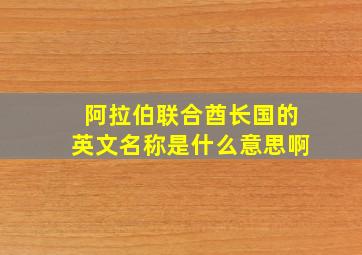 阿拉伯联合酋长国的英文名称是什么意思啊