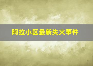 阿拉小区最新失火事件