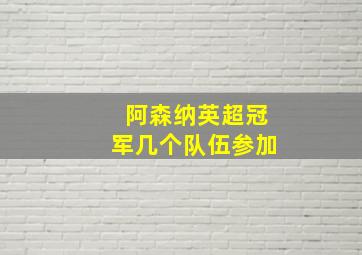 阿森纳英超冠军几个队伍参加