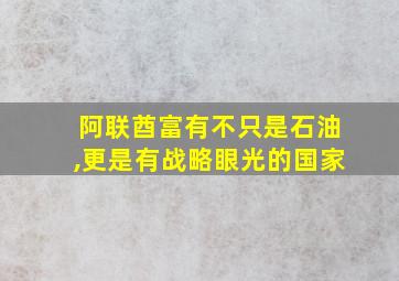 阿联酋富有不只是石油,更是有战略眼光的国家